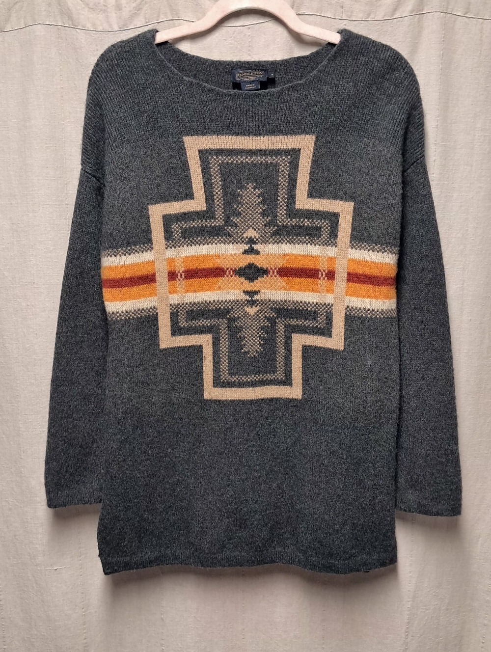 Pendleton Graphic Drop Shoulder Lambswool Pullover Sweater Size XL - Picture 2 of 6